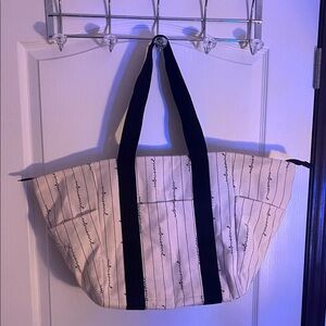 Victorias Secret Stylish Cream Tote Bag with Black Straps